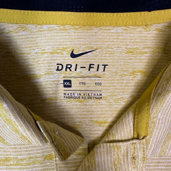 Nike Men’s Size XXL Dri Fit Performance Polo Shirt Green Yellow Striped - Picture 3 of 7